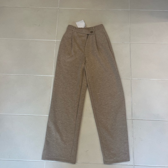 OGL- NWT Wide-Leg Knit Pants in Oatmeal Beige XS - Picture 2 of 5